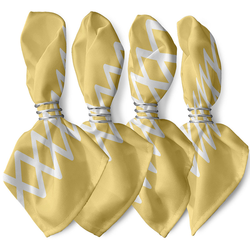 Serviette géométrique à lacets, L 18 po x L 18 po, Jaune