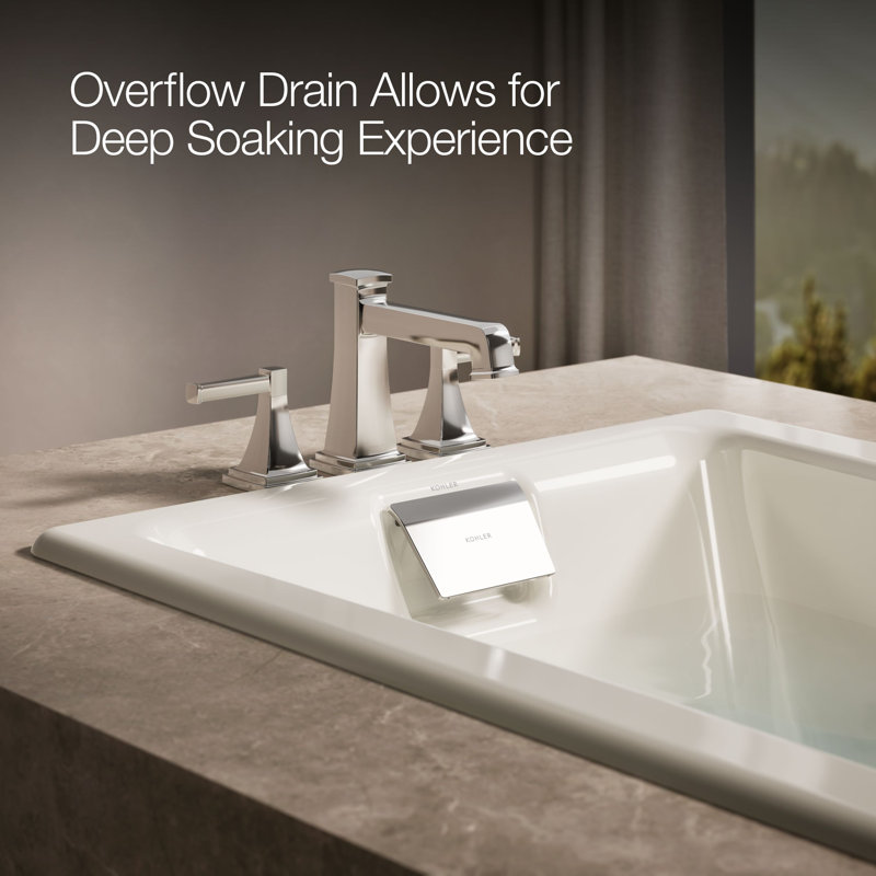 Tea-for-Two 60" x 32" Drop In or Undermount Whirlpool Cast Iron Bathtub with Heater, Biscuit
