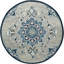 Tapis rond en laine bleu et gris touffeté à la main 3 pi