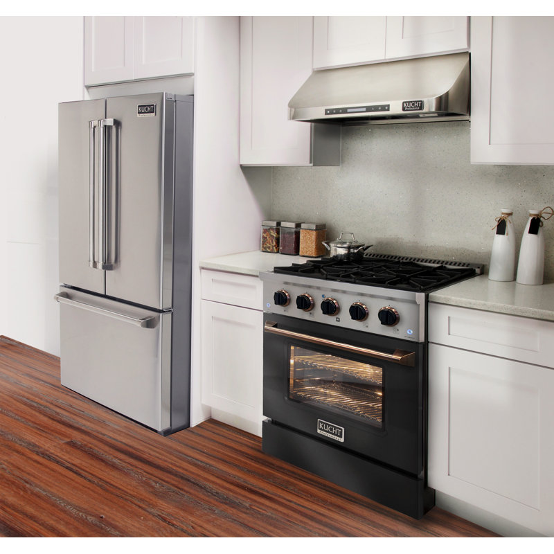 Kucht 30'' W Dual Fuel Free Standing Range, Black/Gold, Liquid Propane