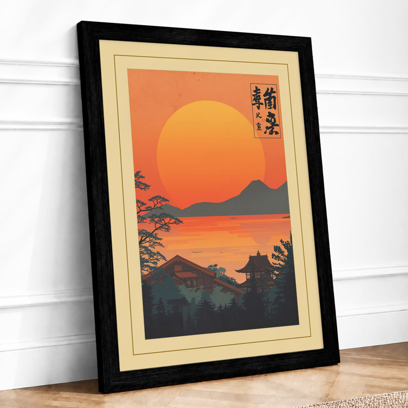 Sunset Over Mountains Japandi - Print, A1 - 84.1 x 59.4 cm, Black
