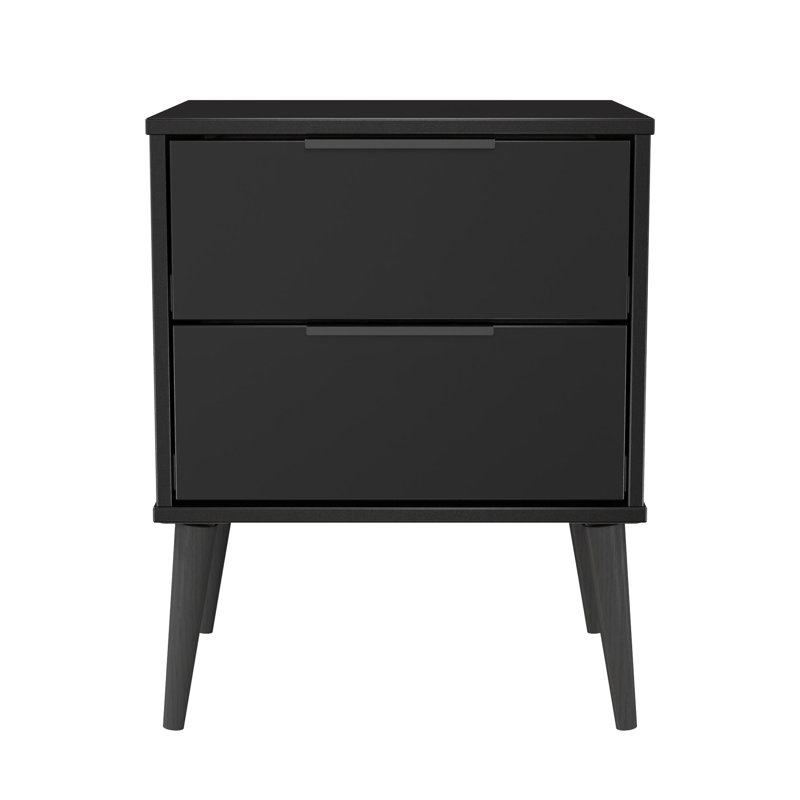 Peacham 45cm W Manufactured Wood Bedside Table, Black