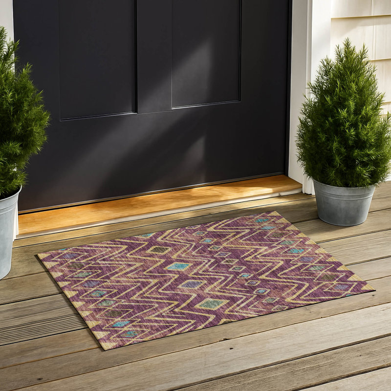 Tapis intérieur / extérieur lavable à la machine Chantille ACN2702, 1'8" x 2'6", Aubergine