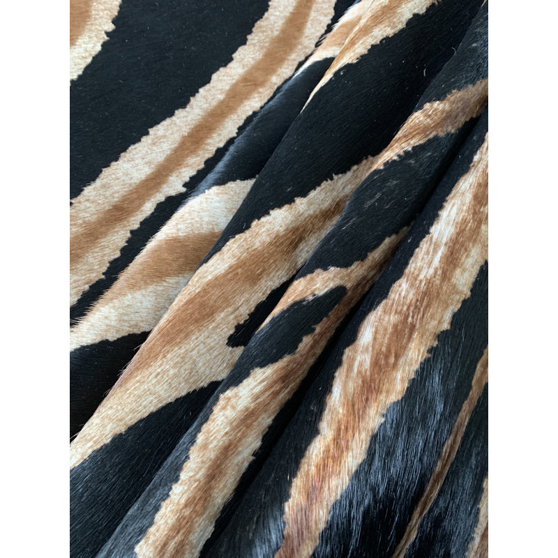 Cobleskill Handmade Zebra Cowhide Dark Brown Rug