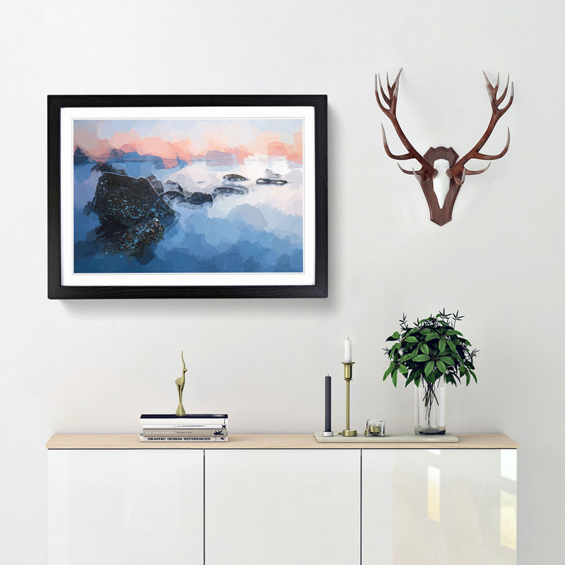Beach in Yantai China in Abstract - Picture Frame Photograph Print, Black Framed, 62cm H x 87cm W x 2cm D
