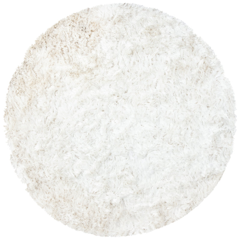 Morrell Hand Tufted Shag Solid Color Area Rug, Rond 4 pi