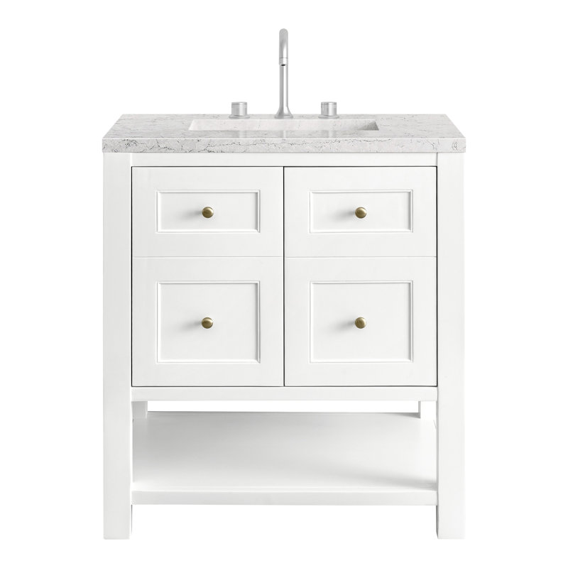 Breckenridge 30'' W Single Vanity, Bright White, Eternal Jasmine Pearl, 8" Widespread