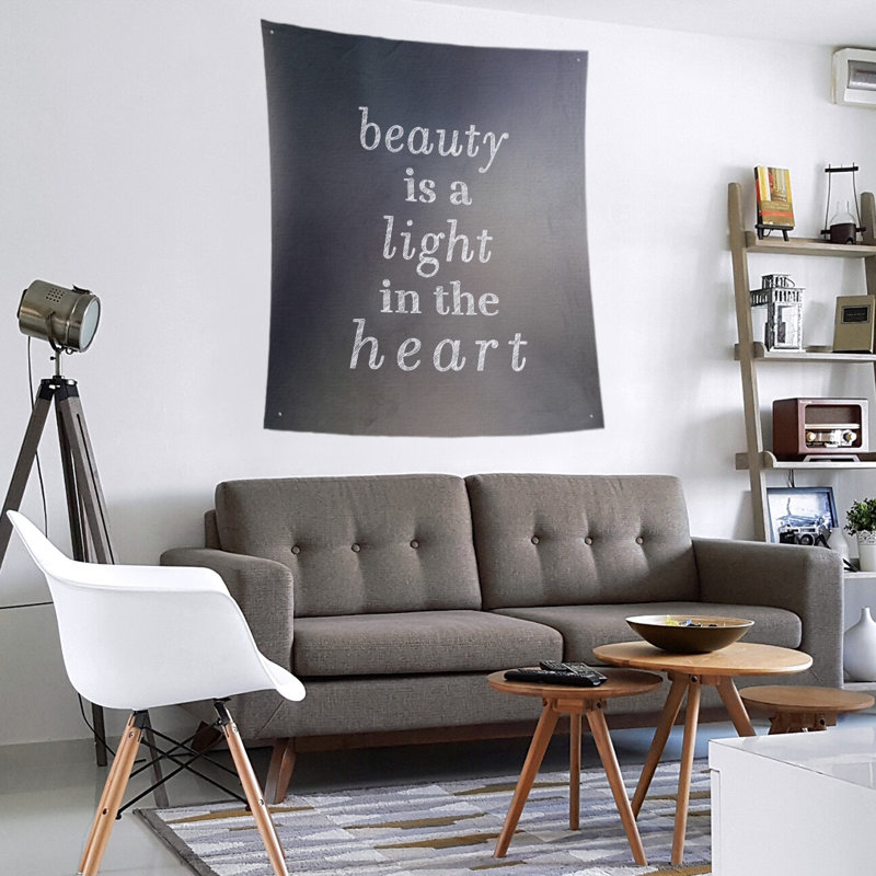Tapisserie guillemet de beauté en polyester, H 80 po x l 68 po, Gris