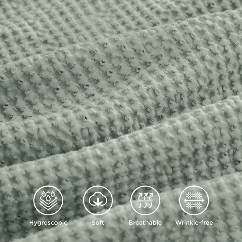 Essential Collection 100% Cotton Waffle Weave Duvet Cover Set, Charcoal, Full Duvet Cover + 2 Standard Shams