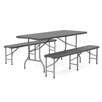 6 ft Plastic Folding Bench Portable Fold-in-Half Seat w/ 1320 LBS Capacity Coffee by Arlmont & Co.
