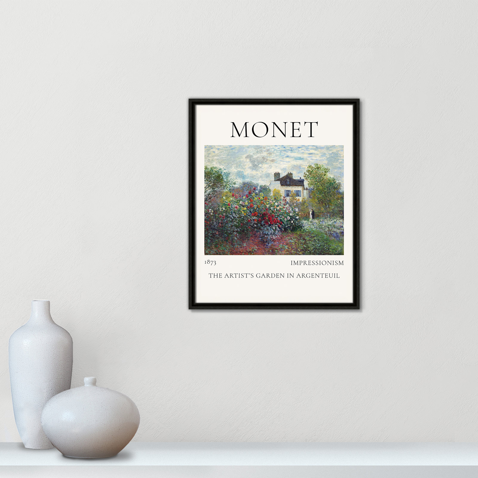 Old Masters Collection "Artists Garden in Argenteuil" Print, Espresso Floater Frame, No, 21.5" H x 17.5" W x 2" D
