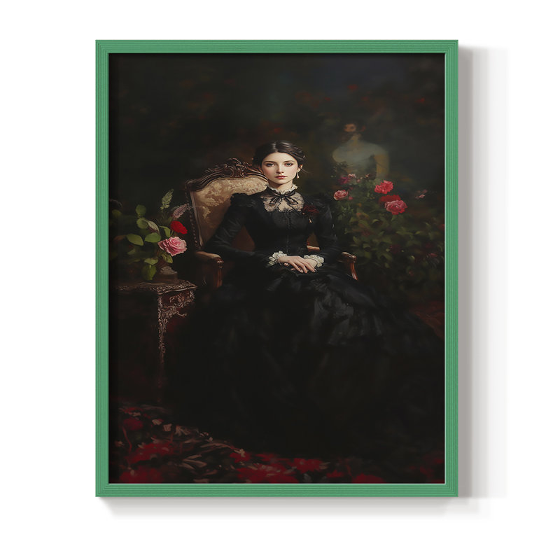 Reproduction encadrée WOMEN Series CCXLVII - bois massif, H 21 po x l 17 po, Vert