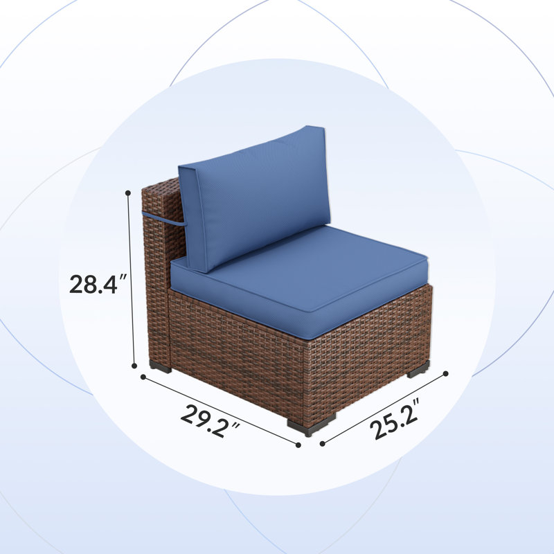 8-Person Outdoor Seating Group with Fire Pit Table & Coffee Table, Blue
