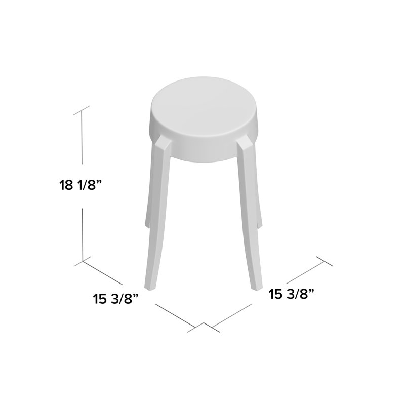 Charles Outdoor Stool, Glossy White