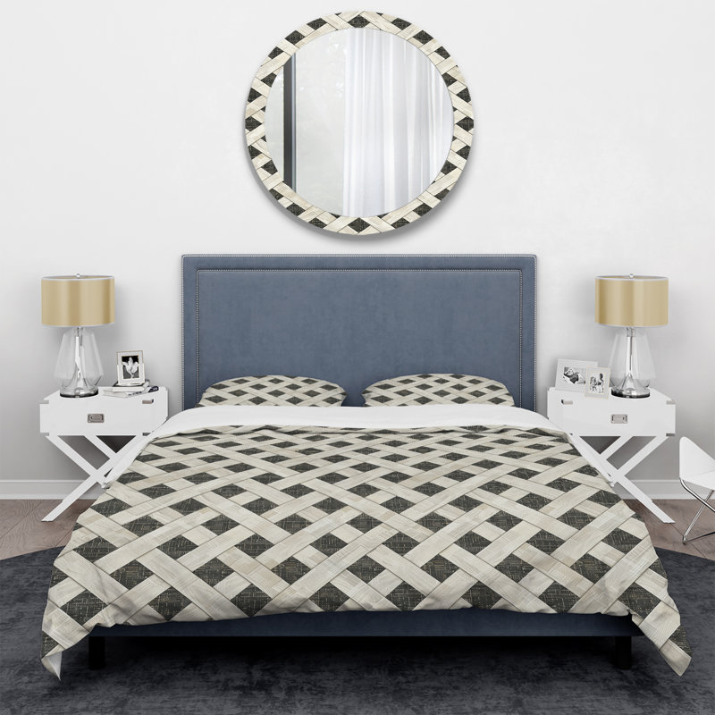 Ensemble de housse de couette moderne blanc et noir Modern Basketweave Charm II