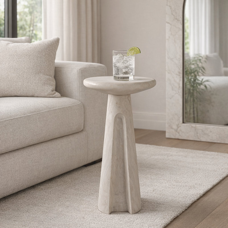 Accent Table Marble Valencia Design For Home Office Bedroom Living Room Decor Use - 23" Ivory, Ivory