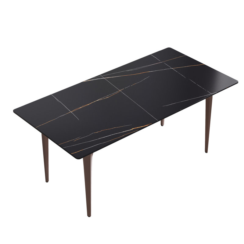 Table de salle à manger rectangulaire L 70,96 po x l 35,52 po Eaimor, Noir, H 29,53 po x l 70,87 po x P 35,43 po, Champagne