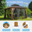 Pablo Outdoor 12'x12' Wooden Coated Aluminum Gazebo with Curtains & Netting