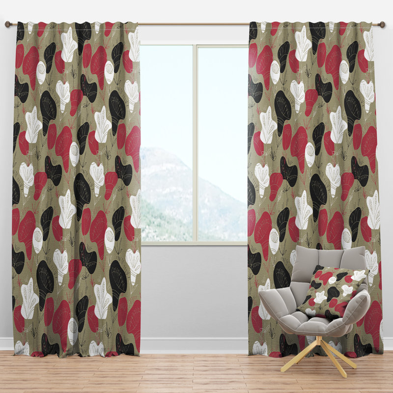 Panneau de rideau simple semi-diaphane avec passe-tringle Mid-Century Folk, l 52 po x L 90 po