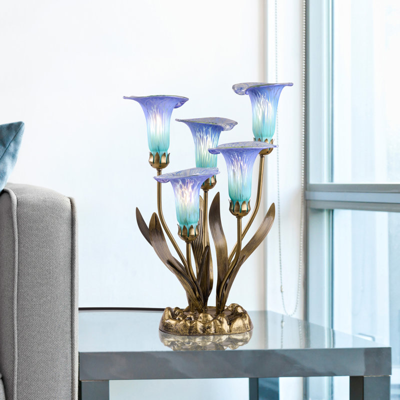 20"H Hand Blown Glass 5 Calla Lily Uplight Accent Lamp - , Purple