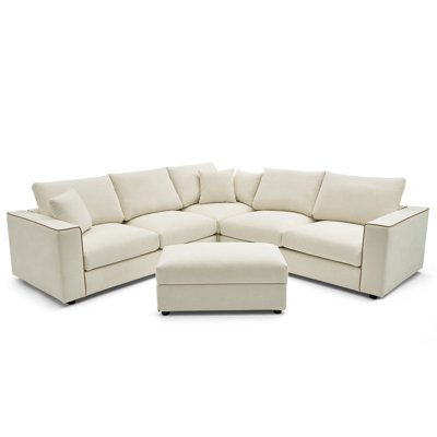 Cloud Modular Sectional Sofa Upholstered Deep Seat Couches With A Movable Ottomon That Can Be Used On Both Sides by Latitude Run