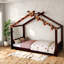 Lits simples en bois massif espresso, cadre de maison moderne pour chambre d'enfant