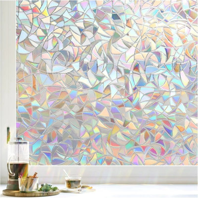 Film d'intimité pour fenêtre, film pour fenêtre arc-en-ciel, verre décoratif accroché, autocollant de porte statique, autocollants non adhésifs pour la protection contre les rayons UV de la maison, 23,6 pouces