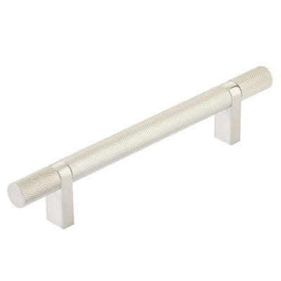 Emtek Select Cabinet Pull 3-1/2" C-C, Rectangular Bar Stem, Knurled Bar