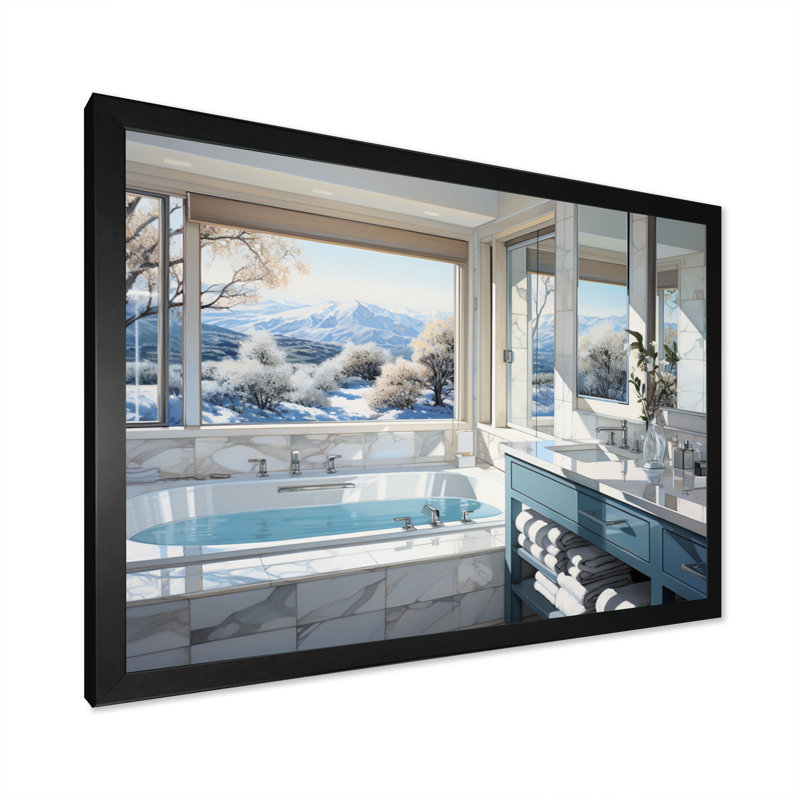 Salle de bain impeccable et moderne - Art encadré pour salle de bain, H 12 po x l 20 po x P 1 po, Cadre simple noir