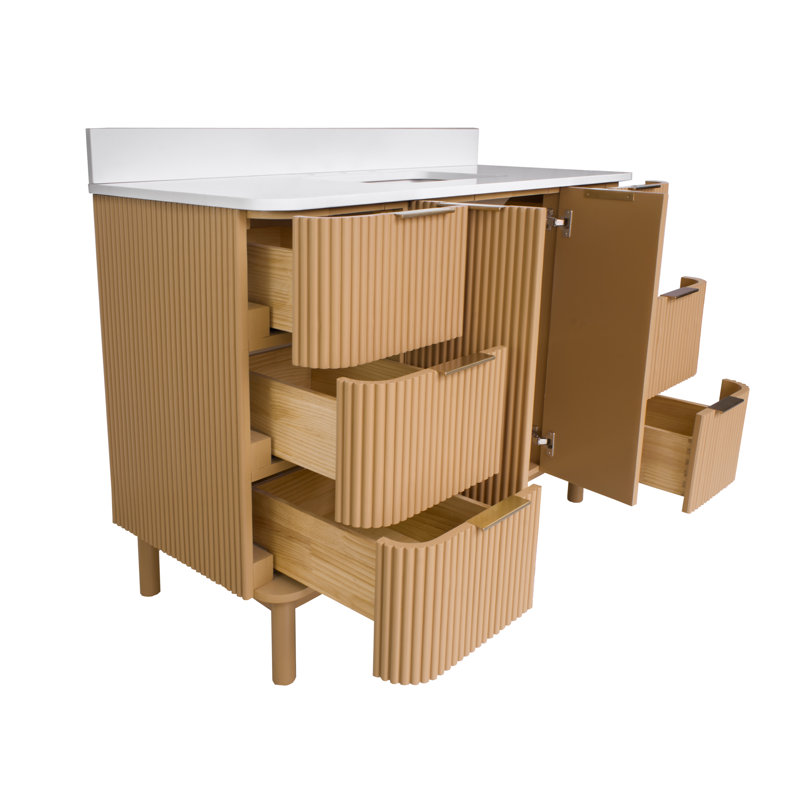 Meuble-lavabo 48 po Belwood, Blanc d'ingénierie, Doré