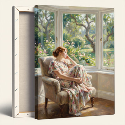 Ensemble de 1 tableau sur toile représentant un jardin floral
