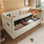 Lit de jour rembourré de taille simple, cadre de lit simple à rangement hydraulique avec chargement USB et de type C, cadre de lit avec lattes de bois et dossier de canapé capitonné (sans matelas)-309990820