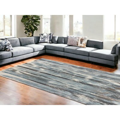 Teal and Gray Abstract Rug