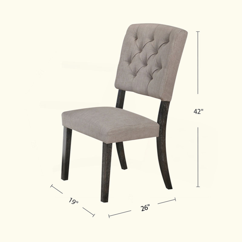 Ensemble de 2 chaises d'appoint avec siège et dossier rembourrés en tissu, beige et chêne gris vieilli