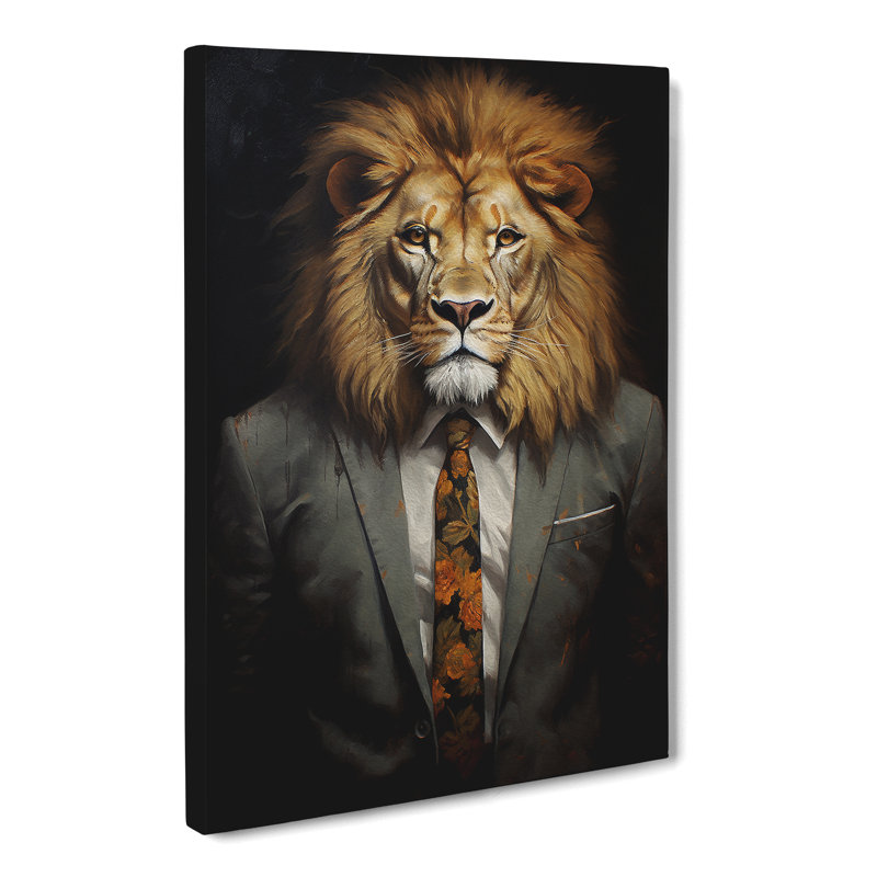 Lion in a Suit Painting - Wrapped Canvas, 50cm H x 35cm W x 3cm D