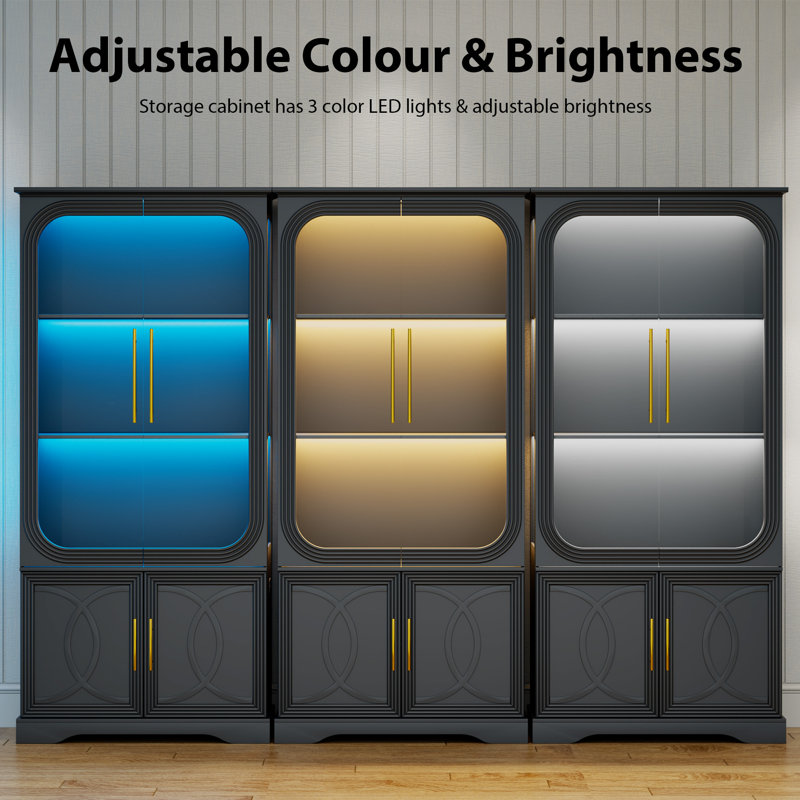 Modern Display Cabinet With Smart Lighting, Black