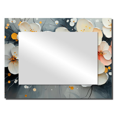 White Wildflowers Pure Bliss II - Floral Mirror Wall Art - Printed On Metal