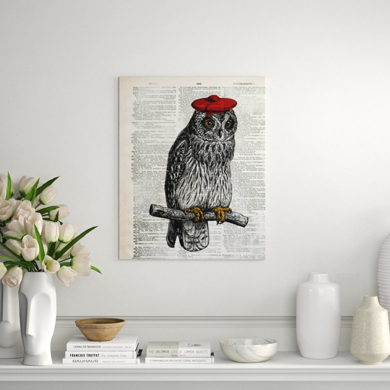 Hipster Owl Print by Michelle Bennett, Glass Coat