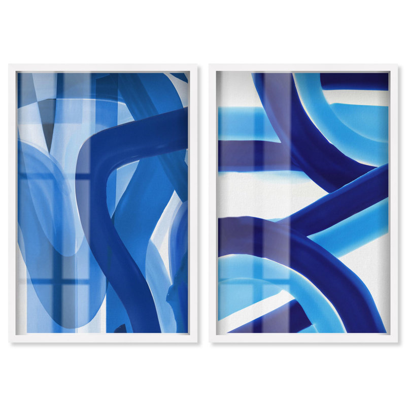 Ensemble d'œuvres murales grecques «Duo» par Art Remedy, cadre blanc, 36 x 54, 55" H x 37" W, Cadre blanc