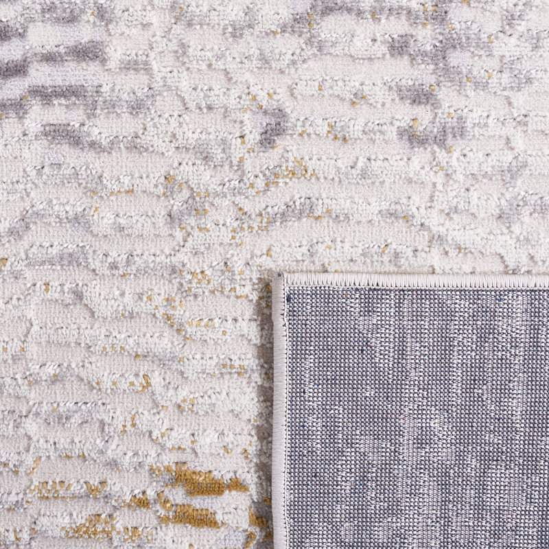 Palma Gray and Beige Hand-Knotted Synthetic Rug