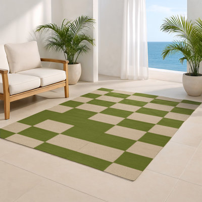 Tapis d'intérieur et d'extérieur à carreaux beige