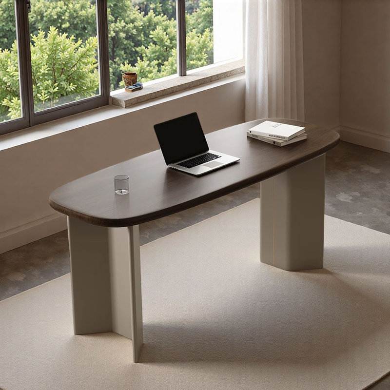 Bureau Mid-Century moderne en noyer, H 29,5 po x l 63 po x P 25,6 po