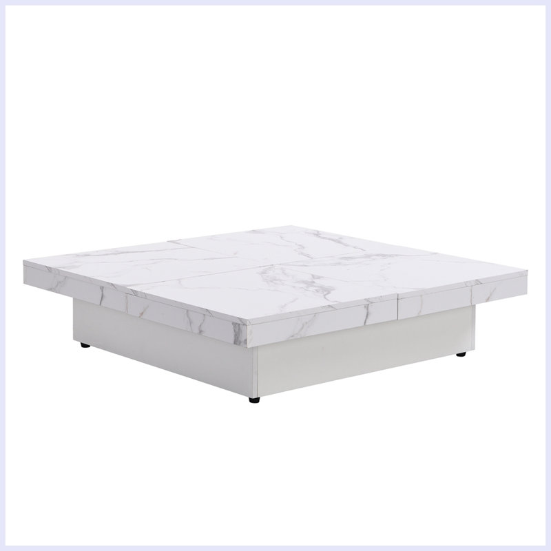 Modern Coffee Table Sliding Top with Storage, White