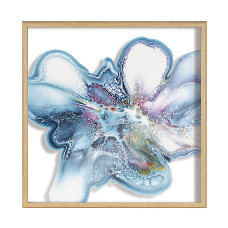 Kester, fleur abstraite aux couleurs vives - peinture à cadre flottant, Encadré naturel