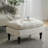  Cushion-Top Ottoman, Elegant Footrest with Turned Legs, Classic Accent Seating for Living Room or Bedroom, Cream
