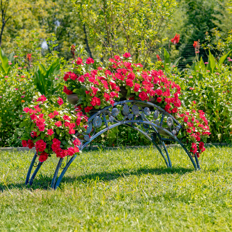 5 pi Longue plante en forme de pont avec cinq jardinières - Helsinki, Bleu/gris