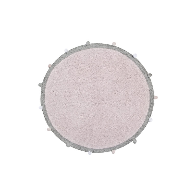 Handmade Soft Pink Wool Rectangular Washable Rug