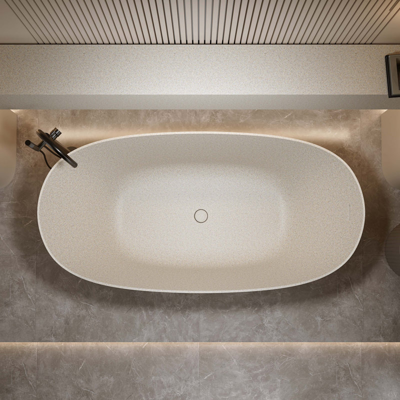 Baignoire de trempage autoportante en résine solide avec trop-plein et bonde escamotable, Orange