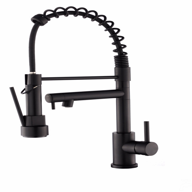 Kitchen Faucet With Pull Down Sprayer, Touch On Single Handle 2- Function Stainless Steel Spring Neck, Single Hole Installation