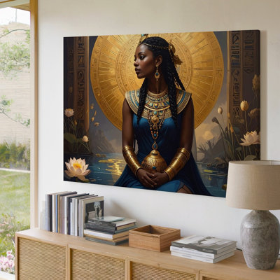Art mural sur toile, reine égyptienne, lotus, portrait divin de Canvasserene